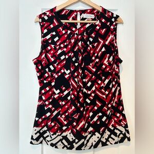 Calvin Klein Geometric Red and Black Blouse